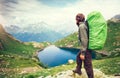 Man Traveler with big backpack hiking Travel Lifestyle Royalty Free Stock Photo