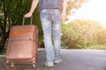 Man traveler with a suitcase Royalty Free Stock Photo