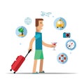 Man traveler, travel concept. Vector illustration