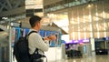 Man traveler waiting in terminal airport Royalty Free Stock Photo
