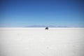 Man traveling by motorcycle in uyuni salar