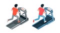 Man on treadmill. Running athlete. Fitness session