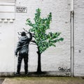 Man and tree graffiti Royalty Free Stock Photo