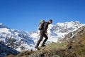 Man trekking in the Alps. Grand Paradiso National Park. Italy