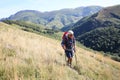Man trekking basque country mountains Royalty Free Stock Photo