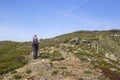 man trekking in the mountains, Alps in Austria, Lienzer Dolomiten