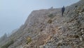 Man trekking on mystical hiking trail leading to Mount Olympus Mytikas, Skala, Stefani in Mt Olympus National Park