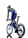 Man triathlon iron man athlete cyclist bicycling Royalty Free Stock Photo