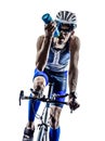 Man triathlon iron man athlete cyclist bicycling Royalty Free Stock Photo