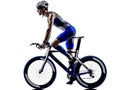 Man triathlon iron man athlete cyclist bicycling Royalty Free Stock Photo