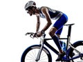 Man triathlon iron man athlete cyclist bicycling Royalty Free Stock Photo