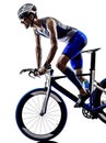 Man triathlon iron man athlete cyclist bicycling Royalty Free Stock Photo
