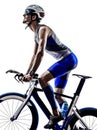 Man triathlon iron man athlete cyclists bicycling Royalty Free Stock Photo