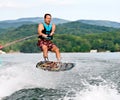 Man on a Trick Ski Jumping Royalty Free Stock Photo