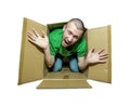 A man tries to escape from the cramped box Royalty Free Stock Photo