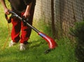 Man trimming grass on lawn Royalty Free Stock Photo
