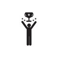 Man with trophy icon.Human sign get reward vector