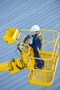 Man on truck elevator