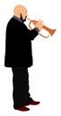 Man with trumpet on stage vector.