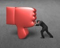 Man try to push down red 3D thumb down Royalty Free Stock Photo