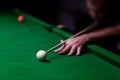 Man trying to hit the ball in billiard Royalty Free Stock Photo