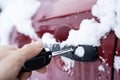 Man Trying To Open Frozen Car Door Royalty Free Stock Photo