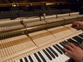 Man tunes a piano