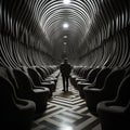 Man in a tunnel, hypnosis spiral, manipulation by media, optical illusion, influence and trance