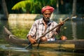 Man in Turban Through Kerala Backwaters Royalty Free Stock Photo