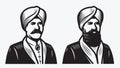 Man in turban symbol. Vector illustration