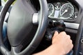 Man turning the ignition key of his car Royalty Free Stock Photo