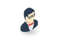 Man in tuxedo avatar isometric flat icon. 3d vector