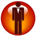 Man in tuxedo icon on button