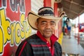 Man with typical Colombian hat in a town on the banks of the Magdalena river. Colombia.