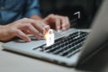 Man typing on keyboard laptop computer to input username and password for or technology security system and prevent hacker concept Royalty Free Stock Photo