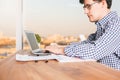 Man typing on keypad side Royalty Free Stock Photo