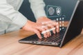 Man typing login and password, cyber security concept. Royalty Free Stock Photo