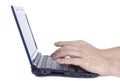 Man Typing on a Mini Netbook Royalty Free Stock Photo
