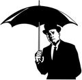 Man with Umbrella cartoon Vector Clipart