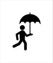 Man with umbrella flat icon,vector best flat design icon. Royalty Free Stock Photo