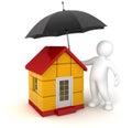 Man with Umbrella and House (clipping path included)