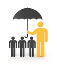 A man with umbrella, protects a group of people Royalty Free Stock Photo