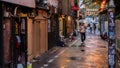 Man With Umbrella In Shibuya Backlane, Tokyo, Japan Royalty Free Stock Photo