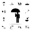 man with umbrella sign icon. Weather icons universal set for web and mobile Royalty Free Stock Photo