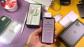 Man unboxing latgest Apple Computers iPhone 11 Pro