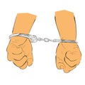 man under arrest, simple vector hand draw sketch doodle, simple illustration Royalty Free Stock Photo