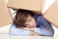 Man under boxes Royalty Free Stock Photo
