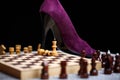 Man under heel. Chess king under the heel Royalty Free Stock Photo