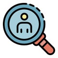 Man under magnifying glass icon color outline vector Royalty Free Stock Photo
