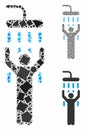 Man under shower Composition Icon of Bumpy Elements Royalty Free Stock Photo